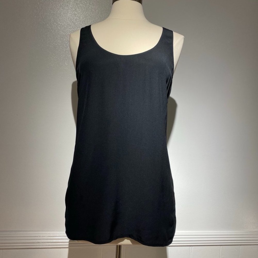 Vince Hi Low Silk Tank Black